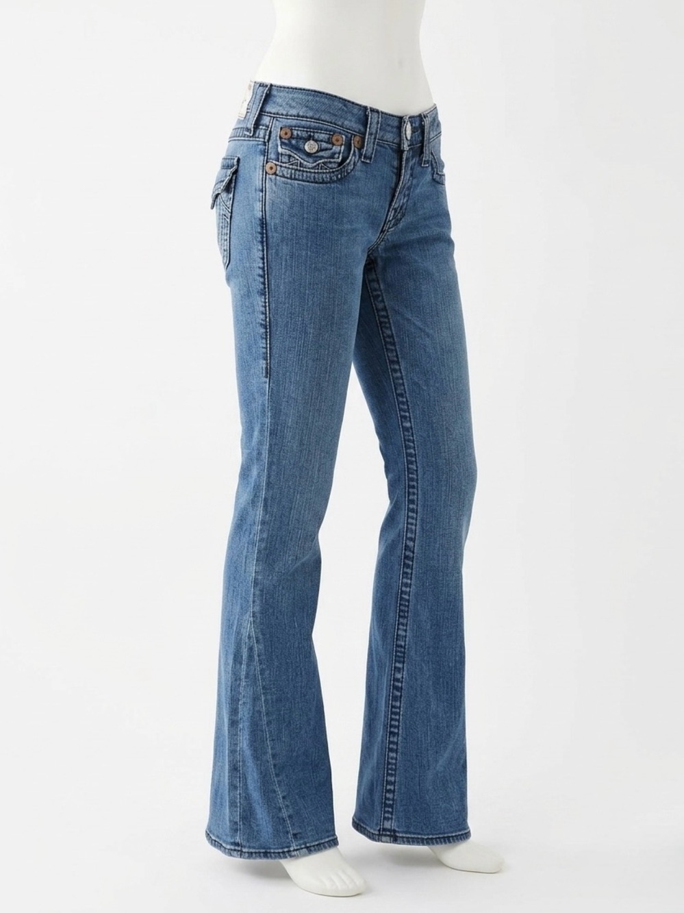 True Religion Women's Flare Jeans in Medium Blue Denim